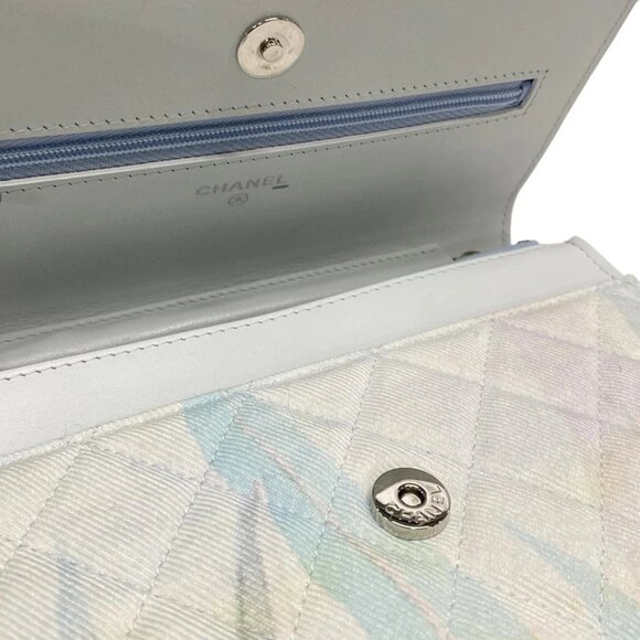 Auth CHANEL Matelasse AP0250 Light Blue White Multi Denim Other Style Wallet - Picture 11 of 14